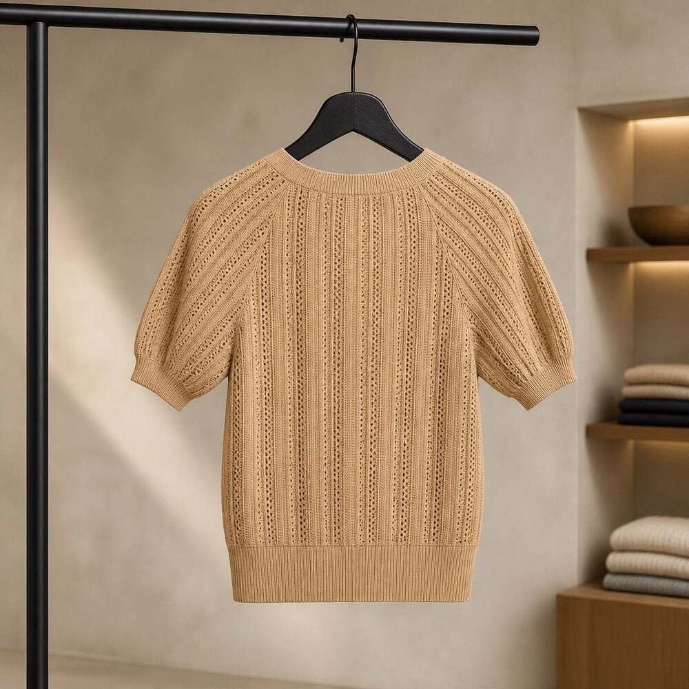 Philosophy Republic Clothing Women's Puff Sleeve Pointelle Knit Sweater #1062 - Picture 2 of 8